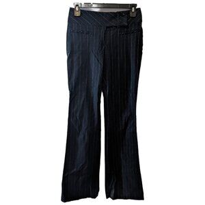 Vintage Y2K Pinstripe Pants Low Rise Flare 00s Office Siren Black Gothic Cotton